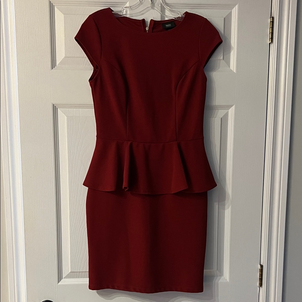 4/$20 Burgundy Peplum Mini Dress